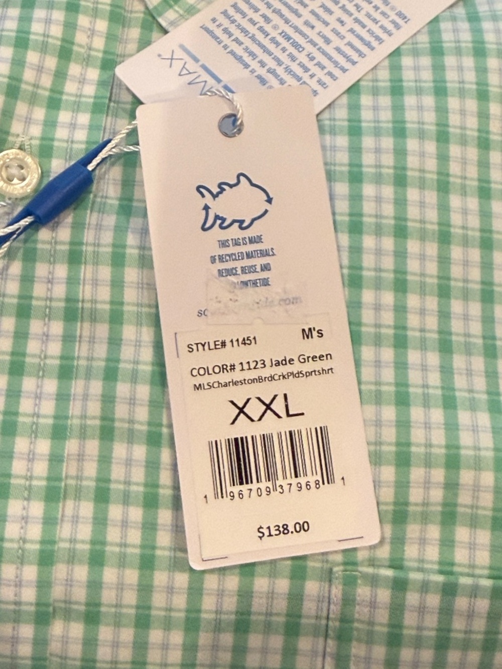 Southern Tide Men's XXL Jade Green Charleston Sportshirt MSRP $138 - Picture 5 of 7